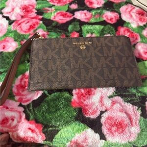 Michael Kors Monogram Brown Wristlet